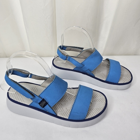Fly London Cura Slingback Platform Sandal Blue Gray Size 38 - Picture 2 of 9